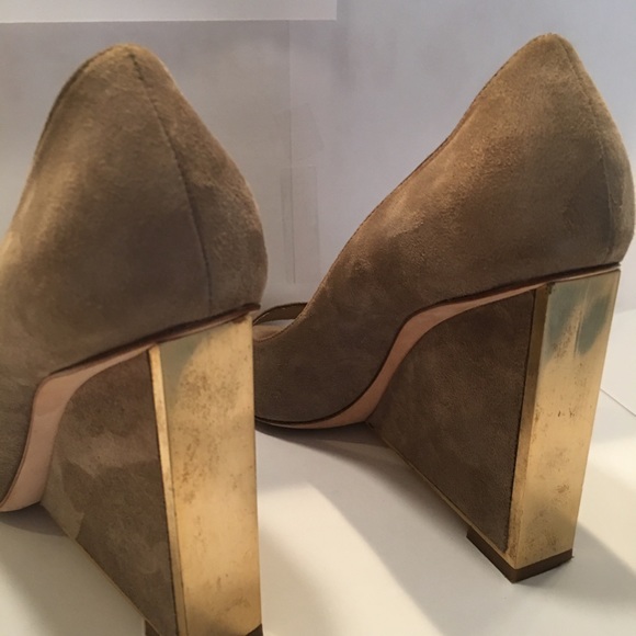 Dior Designer Square Wedge Leather Suede Heels - Picture 7 of 11